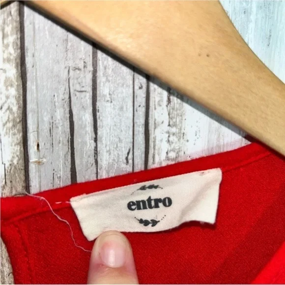 Entro Embroidered Floral Red Blouse - Picture 5 of 7